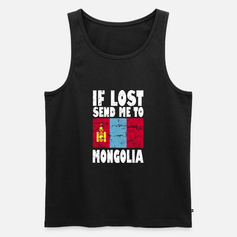 Mongolei Flagge Spruch - Männer Premium Bio Tank Top - Schwarz