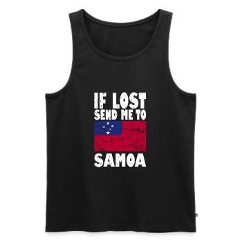 Samoa Flag Saying - Men's Premium Organic Tank Top - black - Front - AI Model Male 178 light (178cm)