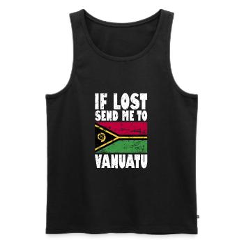 Vanuatu Flagge Spruch - Männer Premium Bio Tank Top - Schwarz - Vorne - AI Model Male 178 light (178cm)