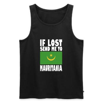 Mauritania Flag Saying - Men's Premium Organic Tank Top - black - Front - AI Model Male 178 light (178cm)
