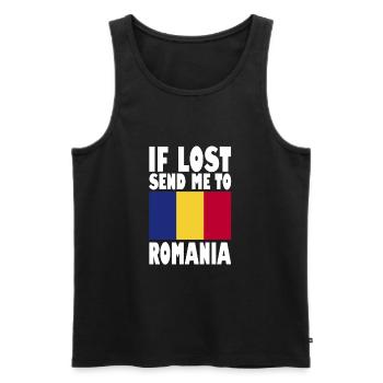 Slogan du drapeau roumain - Débardeur bio Premium Homme - noir - Devant - Michal (187cm)