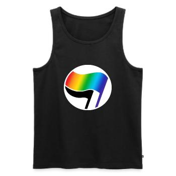 Antifa LGBT Logo - Männer Premium Bio Tank Top - Schwarz - Vorne - AI Model Male 178 light (178cm)