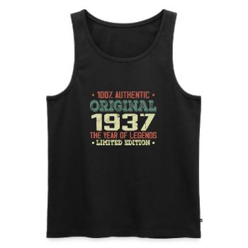 Légende Depuis 1937 Né en 1937 - 87e Anniversaire - Débardeur bio Premium Homme - noir - Devant - Michal (187cm)