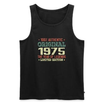 Légende Depuis 1975 Né en 1975 - 49e Anniversaire - Débardeur bio Premium Homme - noir - Devant - Michal (187cm)