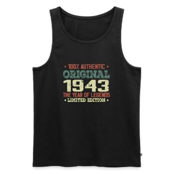 Legende seit 1943. Geboren 1943 – 81. Geburtstag - Männer Premium Bio Tank Top - Schwarz - Vorne - Michal (187cm)