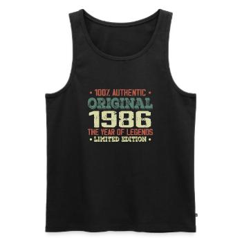 Légende Depuis 1986 Né en 1986 - 38e Anniversaire - Débardeur bio Premium Homme - noir - Devant - Michal (187cm)