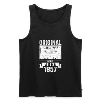 Original Juin 1957 65e anniversaire Cadeau Hommes - Débardeur bio Premium Homme - noir - Devant - AI Model Male 178 light (178cm)