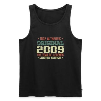 Legend since 2009 Born in 2009 - 15th Anniversary - Men's Premium Organic Tank Top - black - Front - AI Model Male 178 light (178cm)