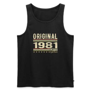 Original 1981 - Cadeau D’anniversaire Rétro 1981 - Débardeur bio Premium Homme - noir - Devant - AI Model Male 178 light (178cm)