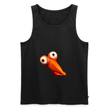 Funny orange bird with big eyes - Men's Premium Organic Tank Top - black - Front - AI Model Male 178 light (178cm)