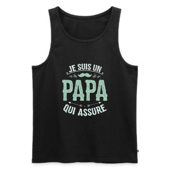 Father's Day T-shirt - a Dad who insures - Men's Premium Organic Tank Top - black - Front - Michal (187cm)