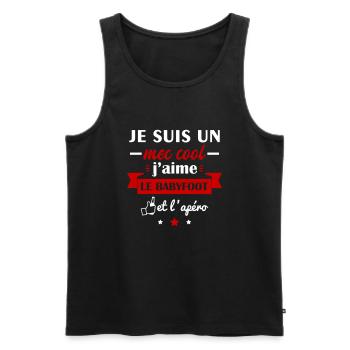 Mec cool babyfoot,idée cadeau anniversaire bafiste - Débardeur bio Premium Homme - noir - Devant - Michal (187cm)