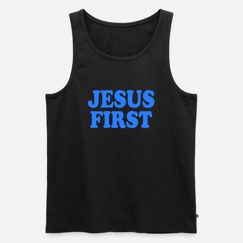 Jesus first - Männer Premium Bio Tank Top - Schwarz