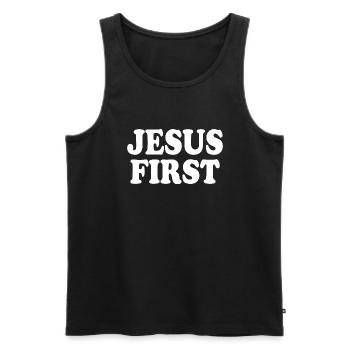 Jesus first - Débardeur bio Premium Homme - noir - Devant - AI Model Male 178 light (178cm)