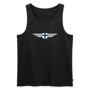 Conception de t-shirts en Finlande – Nordic Style & Nature - Débardeur bio Premium Homme - noir - Devant - AI Model Male 178 light (178cm)