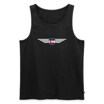 T-shirt Colorado Fan – Montagnes et aventure - Débardeur bio Premium Homme - noir - Devant - Michal (187cm)