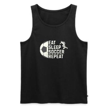 Eat. Sleep. Soccer. Repeat. – Für alle Fußballfans - Männer Premium Bio Tank Top - Schwarz - Vorne - AI Model Male 178 light (178cm)