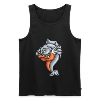 Piranha Geschenk - Männer Premium Bio Tank Top - Schwarz - Vorne - Michal (187cm)