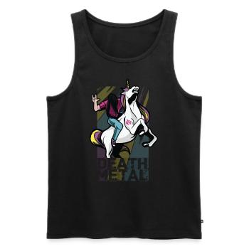 Death Metal Einhorn Musik Metal Head Rocker Heavy - Männer Premium Bio Tank Top - Schwarz - Vorne - Michal (187cm)