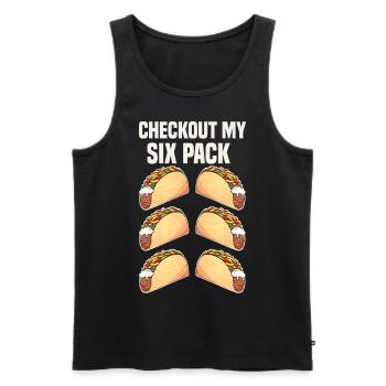 taco checkout my six pack - Männer Premium Bio Tank Top - Schwarz - Vorne - Michal (187cm)