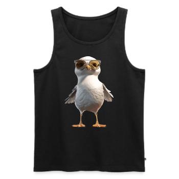 Seagull with Sunglasses Cool Cute Summer Holiday - Men's Premium Organic Tank Top - black - Front - AI Model Male 178 light (178cm)
