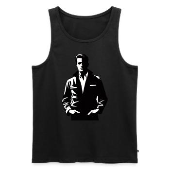 Mystère Noir : L’Homme dans l’Ombre - Débardeur bio Premium Homme - noir - Devant - Michal (187cm)