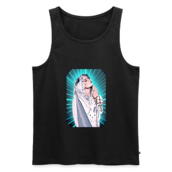 t-shirt Sainte Vierge Marie Madonna - Débardeur bio Premium Homme - noir - Devant - AI Model Male 178 light (178cm)