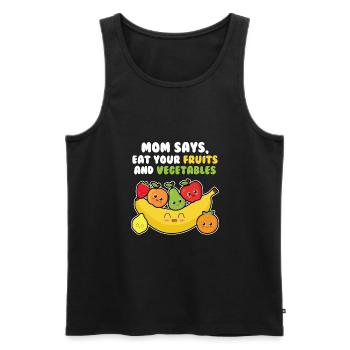 Eat Your Fruits & Vegetables Funny Vegan Citations - Débardeur bio Premium Homme - noir - Devant - Michal (187cm)