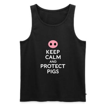 Protect The Pigs Funny Pig Lover Saying - Men's Premium Organic Tank Top - black - Front - Michal (187cm)