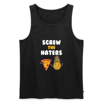 Citations drôles de pizza hawaïenne et d’ananas - Débardeur bio Premium Homme - noir - Devant - Michal (187cm)
