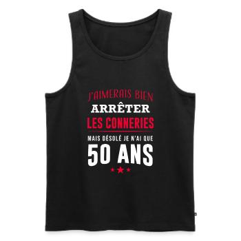 Je n'ai que 50 ans cadeau d'anniversaire 50 ans - Débardeur bio Premium Homme - noir - Devant - AI Model Male 178 light (178cm)