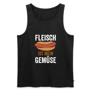 Fleisch ist mein Gemüse BBQ Grillen Sommer Steak - Männer Premium Bio Tank Top - Schwarz - Vorne - Michal (187cm)
