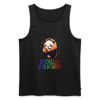 Offizielles Schlafshirt Panda Pandabär Nachtshirt - Männer Premium Bio Tank Top - Schwarz - Vorne - Michal (187cm)