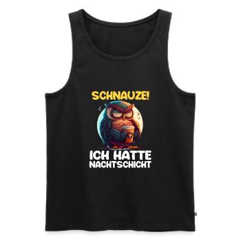 Nachtschicht Kaffee Eule Nachtdienst Schichtarbeit - Männer Premium Bio Tank Top - Schwarz - Vorne - Michal (187cm)