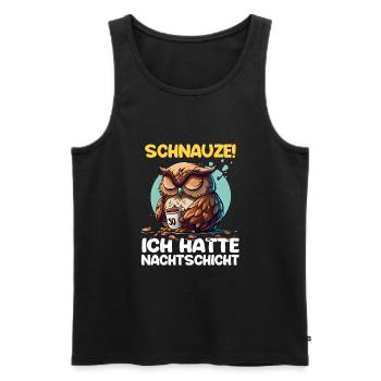 Nachtschicht Kaffee Eule Nachtdienst Schichtarbeit - Männer Premium Bio Tank Top - Schwarz - Vorne - Michal (187cm)