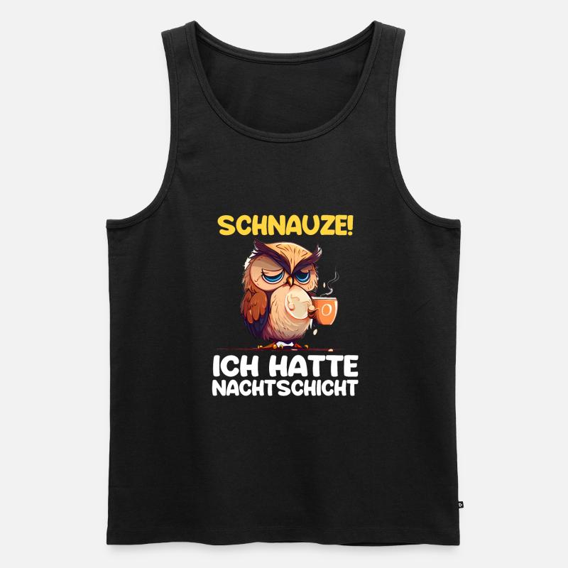 Nachtschicht Kaffee Eule Nachtdienst Schichtarbeit - Männer Premium Bio Tank Top - Schwarz