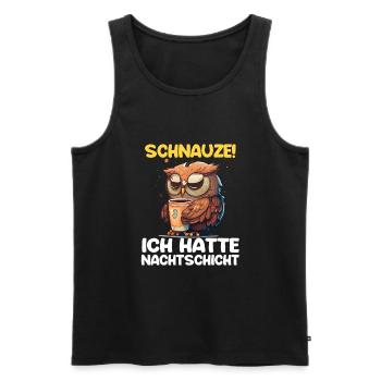 Nachtschicht Kaffee Eule Nachtdienst Schichtarbeit - Männer Premium Bio Tank Top - Schwarz - Vorne - Michal (187cm)