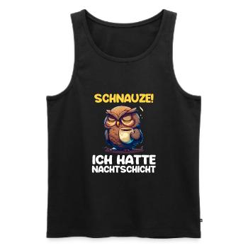 Nachtschicht Kaffee Eule Nachtdienst Schichtarbeit - Männer Premium Bio Tank Top - Schwarz - Vorne - Michal (187cm)
