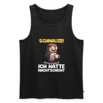Nachtschicht Kaffee Eule Nachtdienst Schichtarbeit - Männer Premium Bio Tank Top - Schwarz - Vorne - Michal (187cm)