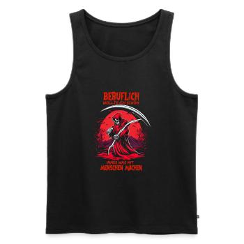 Beruflich wollte ich schon immer was mit Menschen - Männer Premium Bio Tank Top - Schwarz - Vorne - Michal (187cm)