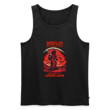 Beruflich wollte ich schon immer was mit Menschen - Männer Premium Bio Tank Top - Schwarz - Vorne - Michal (187cm)