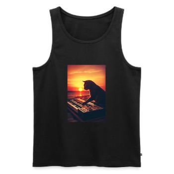 Cat Synthesizer Katze Retro Vintage Studio Gear - Männer Premium Bio Tank Top - Schwarz - Vorne - AI Model Male 178 light (178cm)