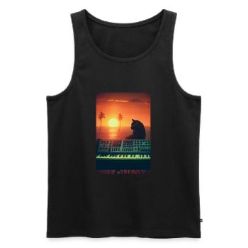 Cat Synthesizer Katze Retro Vintage Studio Gear - Männer Premium Bio Tank Top - Schwarz - Vorne - AI Model Male 178 light (178cm)