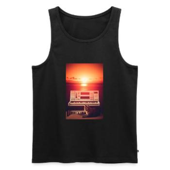 Cat Synthesizer Katze Retro Vintage Studio Gear - Männer Premium Bio Tank Top - Schwarz - Vorne - AI Model Male 178 light (178cm)