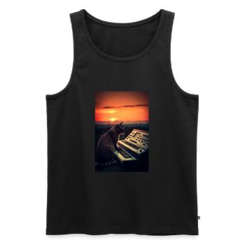 Cat Synthesizer Katze Retro Vintage Studio Gear - Männer Premium Bio Tank Top - Schwarz - Vorne - AI Model Male 178 light (178cm)