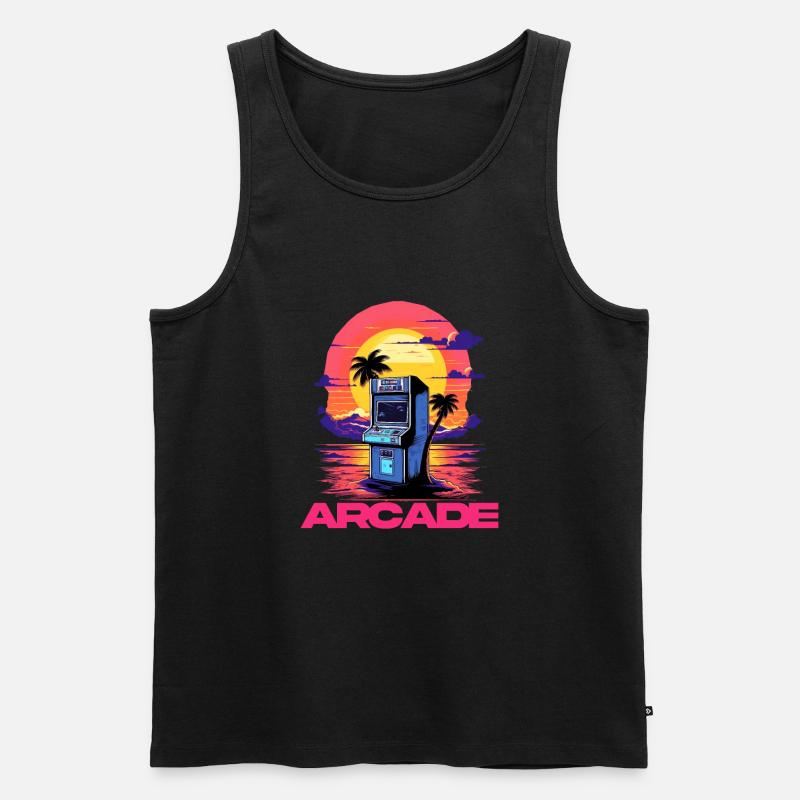 Game Over Arcade-Stil Retro Konsolen-Controller - Männer Premium Bio Tank Top - Schwarz