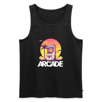 Vintage Arcade-Controller Nostalgischer - Männer Premium Bio Tank Top - Schwarz - Vorne - Michal (187cm)