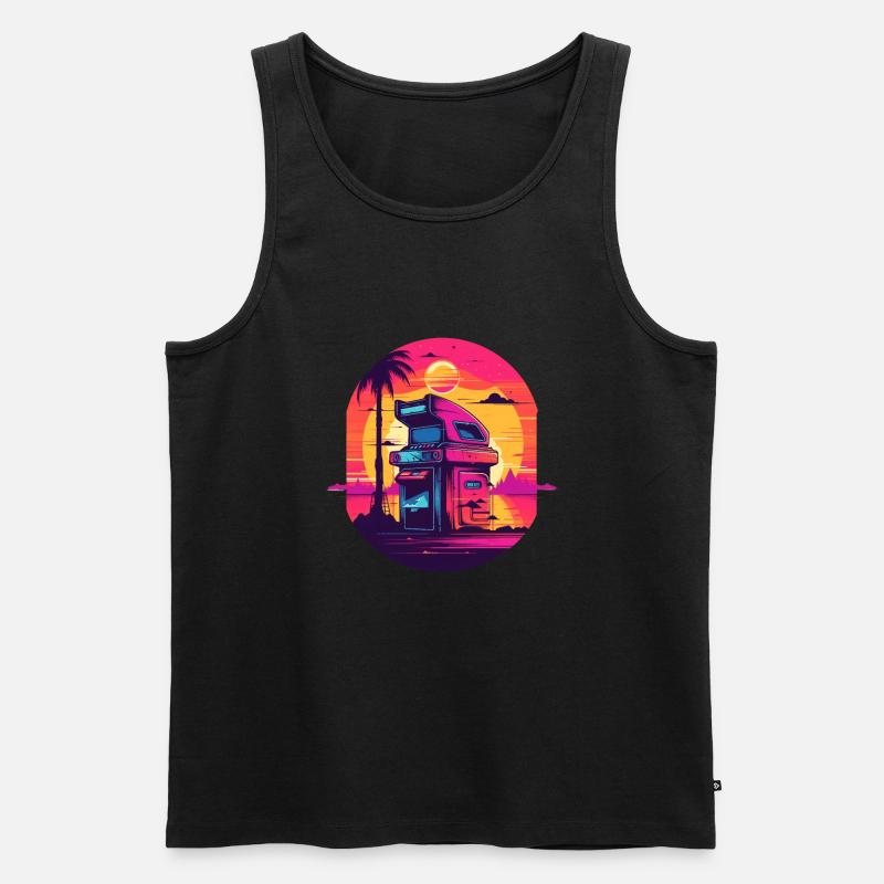 Game Over Arcade-Stil Retro Konsolen-Controller - Männer Premium Bio Tank Top - Schwarz