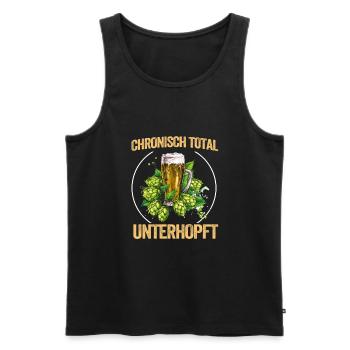 Chronisch Total Unterhopft Bier Party Spruch - Männer Premium Bio Tank Top - Schwarz - Vorne - Michal (187cm)
