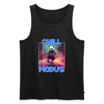 Chill Modus Pandabär Tierliebhaber Süßes Panda - Männer Premium Bio Tank Top - Schwarz - Vorne - Michal (187cm)